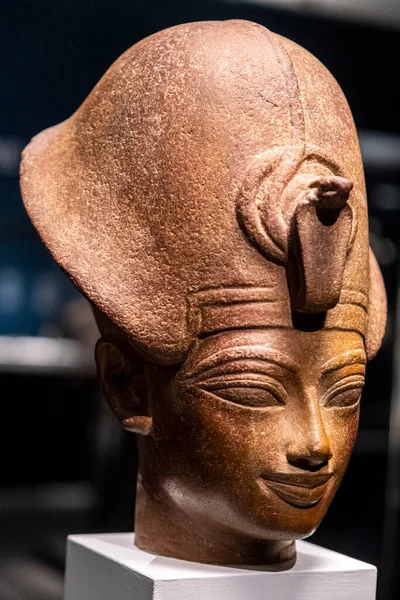 Cabeça Faraó Mentuhotep Iii Quartzito Vermelho 18A Dinastia Egito Coleção — Fotografia de Stock