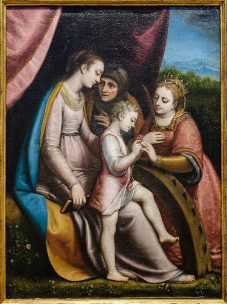 Căsătoria Mistică Sfintei Ecaterina Sofonisba Anguisosla 1588 Ulei Pânză Museo — Fotografie, imagine de stoc
