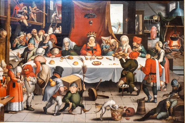 Jan Mandijn Burlesque Feast 1550 Olaj Tölgyfa Panelen Museo Bellas — Stock Fotó