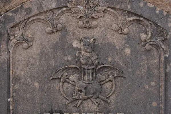 Символы Смерти Совы Песочных Часов Ночной Птицы Черепа Летучей Мыши — стоковое фото