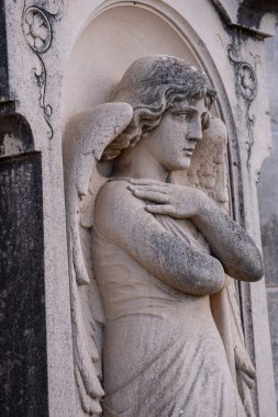 Trompetli melek, J.Serra Riera heykeltıraş, Llucmajor mezarlığı, Mallorca, Balear Adaları, İspanya