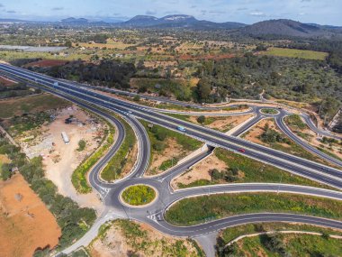 Llucmajor 'dan Campos' a yeni otoyol (Ma-19), Mallorca, Balearic Adaları, İspanya
