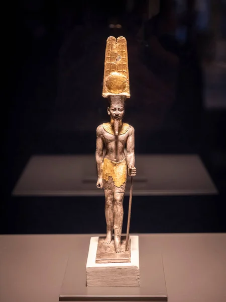 stock image statuette of the god Amun-Re, silver gilt, Third Intermediate Period, Karnak, Thebes, Egypt, collection of the British Museum