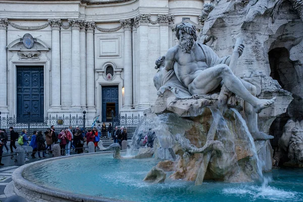 Fontana Dei Quattro Fiumi Costruita Dal Bernini Nel 1651 Piazza — Foto Stock