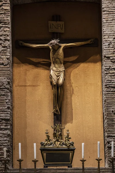 Wooden Crucifix Century Cappella Del Crocifisso Pantheon Agrippa 126 Roma — Stock Photo, Image