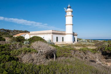 Cap de ses Salines deniz feneri, 19. yüzyıl, Santanyi, Mallorca, Balear Adaları, İspanya