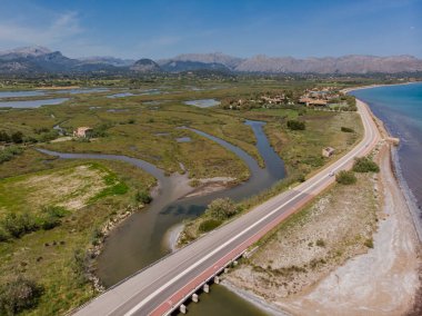 Cap de Bou plajı, Albufereta doğa rezervi, Alcudia, Mallorca, Balear Adaları, İspanya