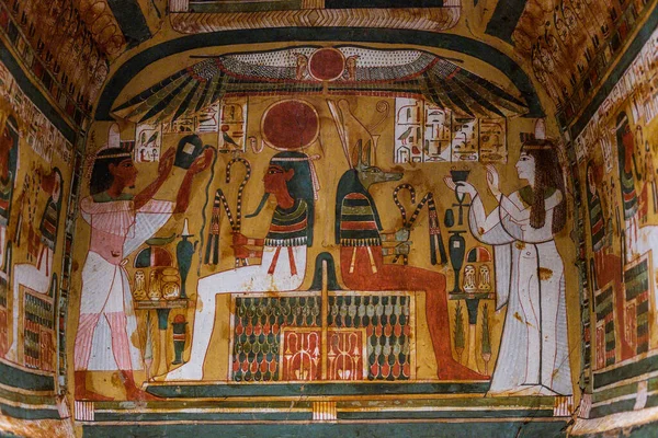 Anthropomorphic Mummy Coffin Painting Detail Gregorian Egyptian Museumn Musei Vaticani — Stock Photo, Image