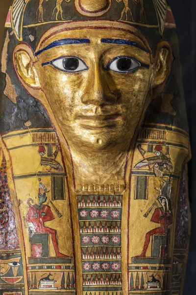 Begrafenismasker Van Nymaatre Kartonnage Fayum Eeuw Chr Gregoriaans Egyptisch Museum — Stockfoto