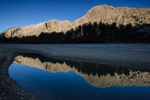 Gorg Blau Водохранилище Восход Освещения Puig Ses Vinyes Puig Major — стоковое фото
