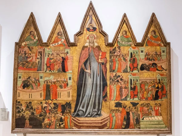 Pala Altare Santa Quiteria Joan Loert Intorno 1300 Tempera Tavola — Foto Stock