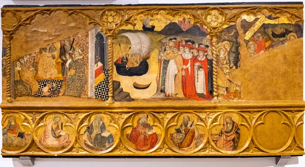 Predella Töredéke Santa Ursula Oltárképéből Század Tempera Panel Mallorca Katedrális — Stock Fotó