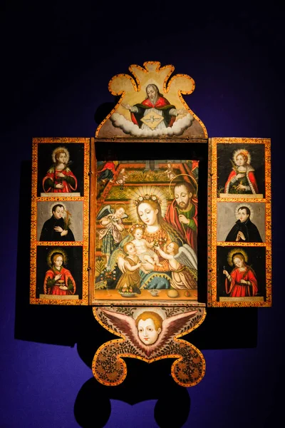 Sagrada Familia Santos Oleo Sobre Madera Siglo Xvii Museo Evora — Foto Stock