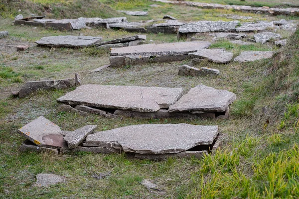 Middeleeuwse Graven Cantabrisch Romeinse Archeologische Site Van Camesa Rebolledo Cantabrië — Stockfoto