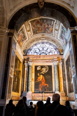 Capilla Contarelli, barok ustası Caravaggio, San Luigi dei Francesi Kilisesi, Roma, Lazio, İtalya