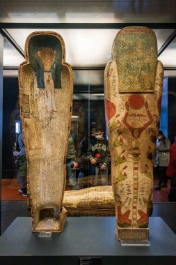 Antropomorfik mumya tabutu Hetepheres, ahşap, Thebes, Geç Dönem, Gregorian Mısır Müzesi Musei Vaticani, Vatikan Devleti, Roma, Lazio, İtalya