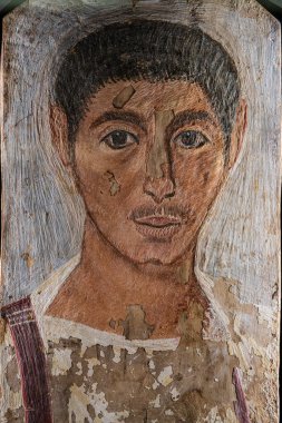 MÖ 220-250 yılları arasında genç bir adamın El Fayum portresi, Gregorian Müzesi Musei Vaticani, Vatikan Devleti, Roma, Lazio, İtalya