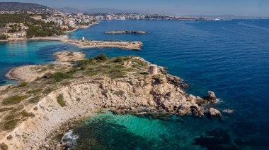 Illetes, Calvia, Mallorca, Balearic Adaları 'nın eski savunma kulesi.