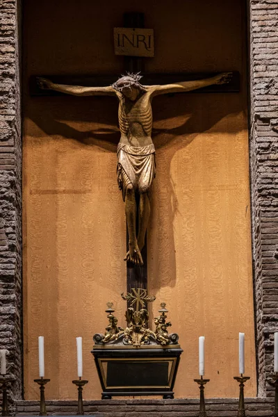 Wooden Crucifix Century Cappella Del Crocifisso Pantheon Agrippa 126 Roma — Stock Photo, Image