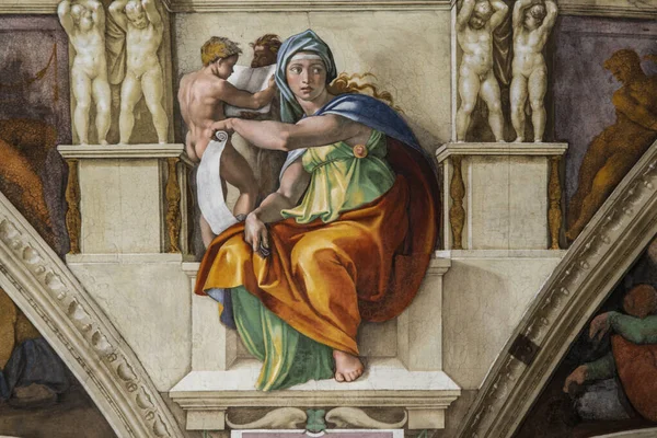 Delphic Sybil Capela Sixtină Michelangelo Buonarroti Musei Vaticani Statul Vaticanului — Fotografie, imagine de stoc