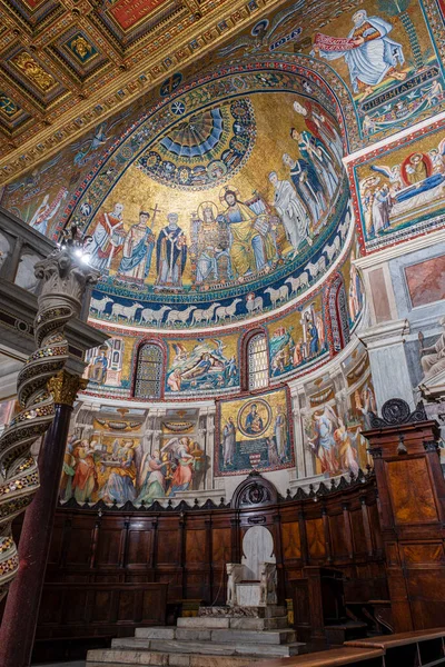 Αψίδα Ψηφιδωτό Στέψη Της Παναγίας 12Ος Αιώνας Έργο Του Pietro — Φωτογραφία Αρχείου