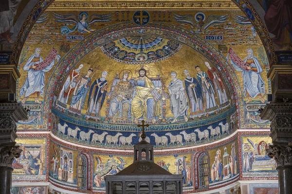 Abside Mosaico Con Incoronazione Della Vergine Xii Secolo Opera Pietro — Foto Stock