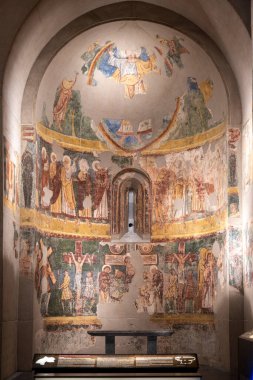 Ruesta 'nın duvar resimleri, 12. yüzyıl, fresk yırtılmış ve tuval üzerine aktarılmış, Ruesta, Diocesan Jaca Müzesi, Huesca, İspanya' daki San Juan Bautista kilisesinden geliyor.