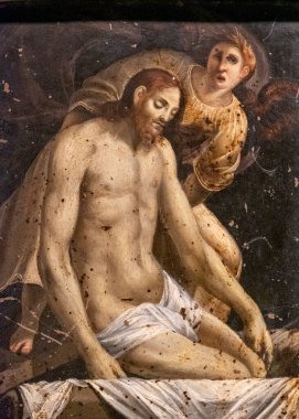 18. yüzyılda mezardaki İsa, bakıra karşı sertleşmiş, San Pedro de Jaca katedralinden geliyor, Diocesan Jaca Müzesi, Huesca, İspanya