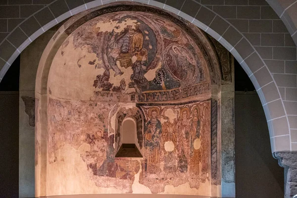 Τοιχογραφίες Τοιχογραφίες Σχισμένες Και Μεταφερόμενες Καμβά Diocesan Museum Jaca Huesca — Φωτογραφία Αρχείου