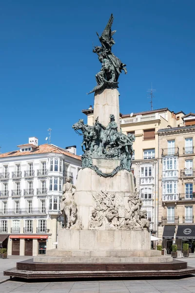 Plaza Virgen Blanca Und Denkmal Der Schlacht Von Vitoria Vitoria — Stockfoto