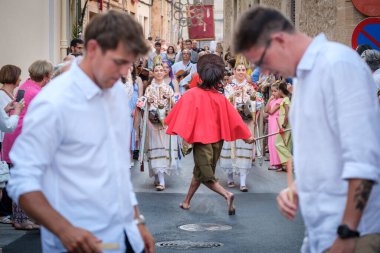 Eagles ve Sant Joan Pelos 'un Dansı, Corpus Christi alayı, Pollensa, Mayorka, Balearic Adaları, İspanya