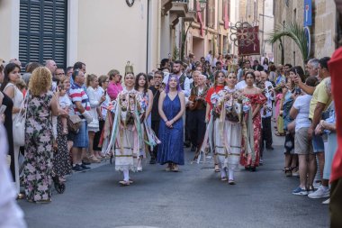 Eagles ve Sant Joan Pelos 'un Dansı, Corpus Christi alayı, Pollensa, Mayorka, Balearic Adaları, İspanya