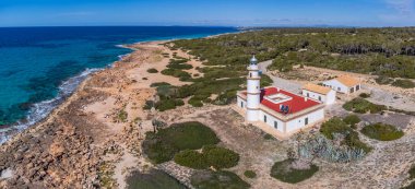Cap de ses Salines deniz feneri, Mallorca, Balearic Adaları, İspanya