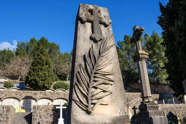 Пальмовый Лист Кресты Эспорльское Кладбище Майорка Балеарские Острова Испания — стоковое фото
