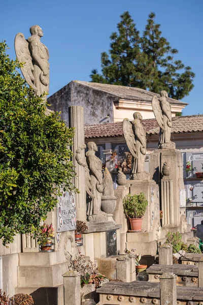 Sculpted Angels Inca Municipal Cemetery Established 1820 Majorca Balearic Islands — Stock Photo, Image