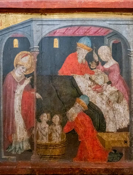 Wederopstanding Van Studenten Sint Nicolaas Altaarstuk Gabriel Moger 1407 1410 — Stockfoto