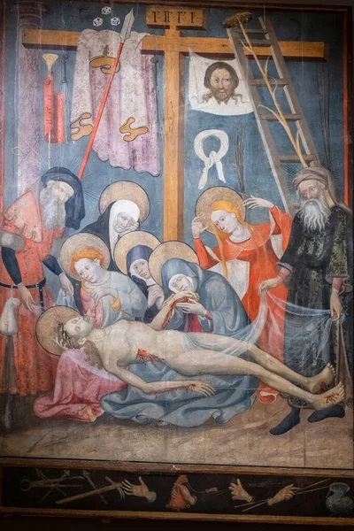Lament Dead Jesus Lluc Borrassa 1430 1434 Tempera Wood Roser — Fotografia de Stock