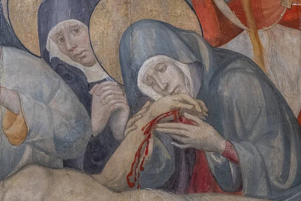 Maagd Maria Met Hand Van Jezus Klaagzang Doden Jezus Lluc — Stockfoto