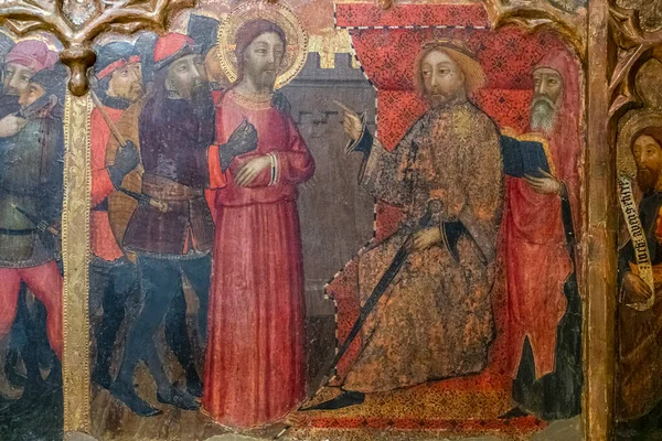 Pilate Trial Jesus Predella Passion Lord Francesc Comes 1390 1415 — Stock Photo, Image