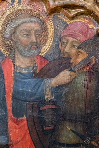 Malcus Ear Cut Peter Predella Passion Lord Francesc Comes 1390 — Stock Photo, Image