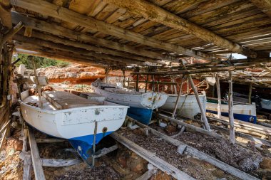 Geleneksel kuru havuz, Cala Saona, Formentera, Pitiusas Adaları, Balear Community, İspanya