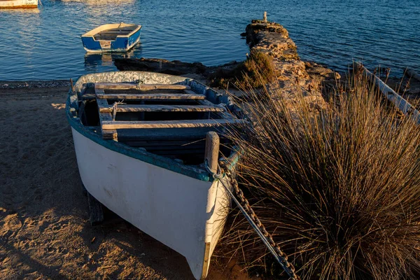 Boot Auf Estany Des Peix Formentera Pitiusas Inseln Balearen Spanien — Stockfoto