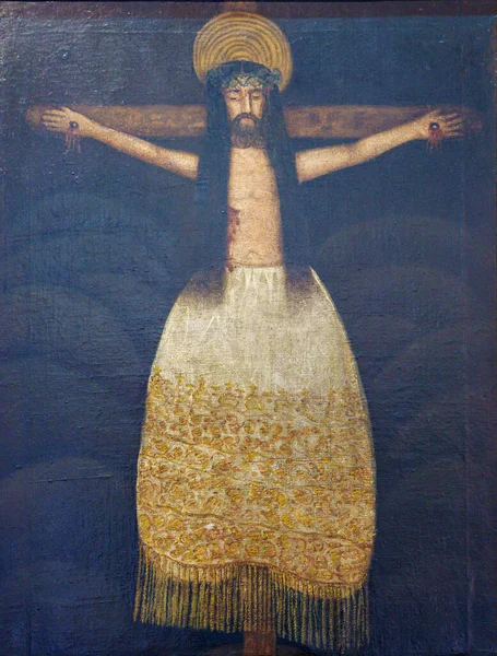Chrystus Xvi Wiek Olej Płótnie Katalonia Muzeum Bassa Blanca Msbb — Zdjęcie stockowe