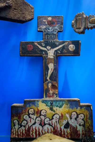 Oltár Kereszt Purgatóriummal Polikróm Xvii Század Peru Bassa Blanca Múzeum — Stock Fotó