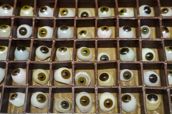 Próteses Oculares Plástico Pintado Século Museu Bassa Blanca Msbb — Fotografia de Stock