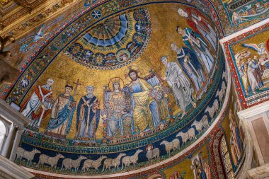 Pietro Cavallini 'nin çalışması, Santa Maria Bazilikası, 3. yüzyılda Papa I. Callistus, Roma, Lazio, İtalya tarafından kuruldu.