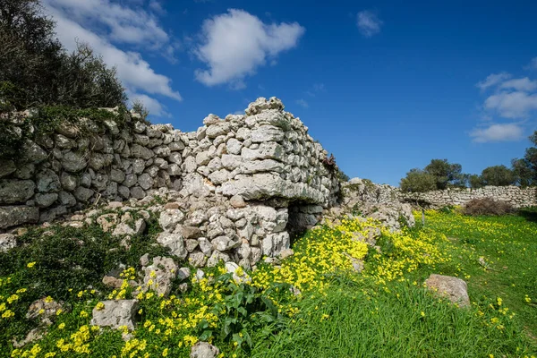 Torrellafuda Talayotic Wall Ciutadella Menorca Balearic Islands スペイン ストック写真