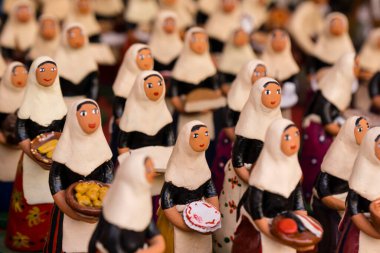 Kil doğum figürleri, Noel pazarı, Plaza Major, Palma, Balear Adaları, İspanya