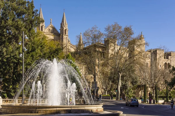Plaza Reina Palacio Real Almudaina Palma Mallorca Balearerna Spanien Europa — Stockfoto