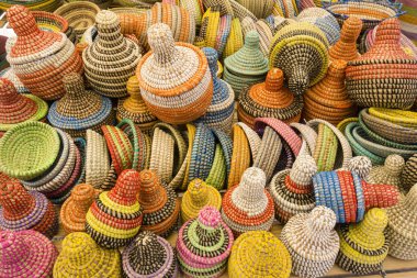 artesania en mimbre, mercado semanal, Inca,  capital of the region of Raiguer, Mallorca, balearic islands, spain, europe